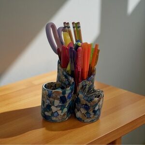 Epoxy Resin Mosaic Pen Holder Set